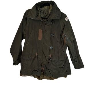 Moncler Sora Dark Green Hooded Parka Jacket Women Small Luxury Outerwear